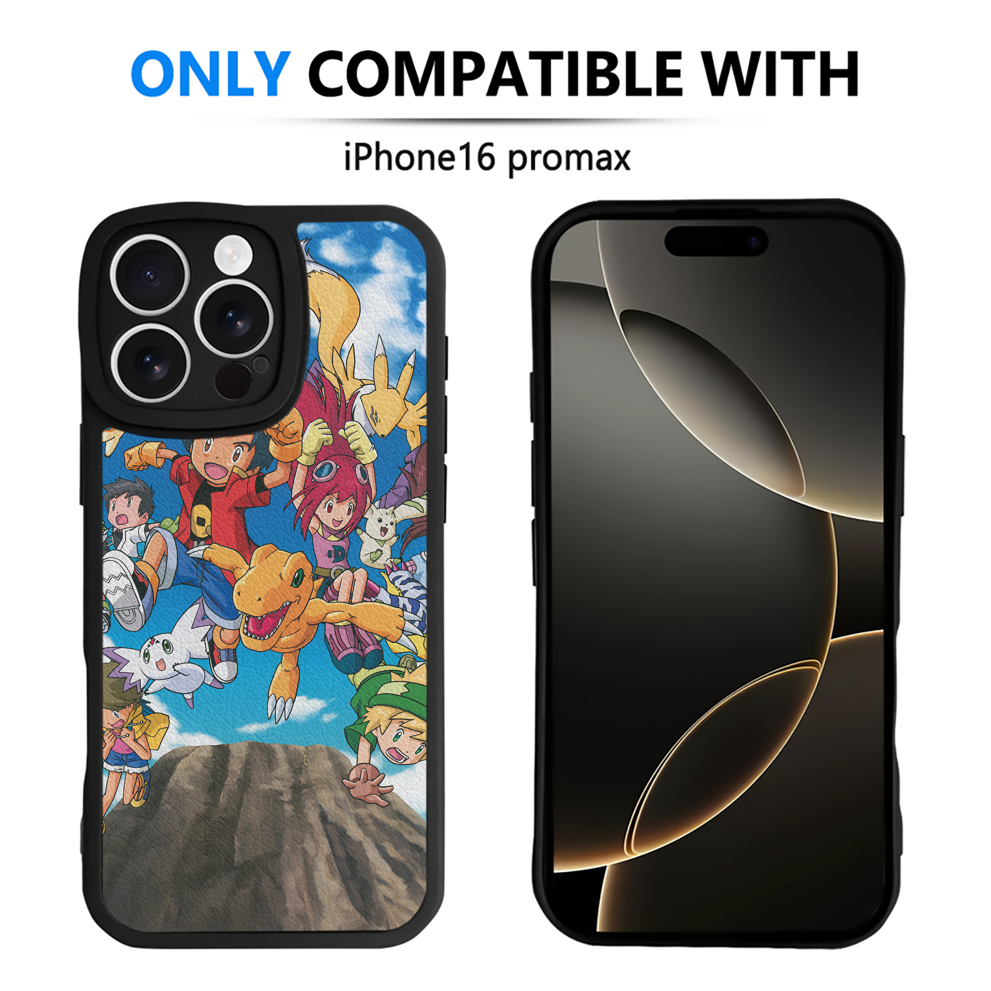 （画像用） Digimon デジタルモンスター/デジモン 【iPhone 16シリーズ対応】シリコンスマホケース（レザー調） 材質：シリコン